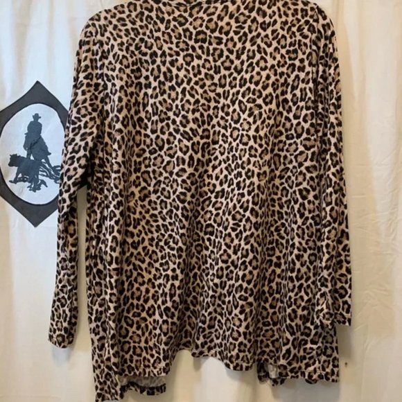 Leopard Print Duster Cardigan Long Sleeve Sweater Open Front Size Medium… - Picture 12 of 13